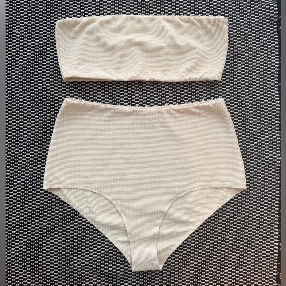 Marysia Coconut Corsica Swim Cream Strapless Bandeau with High-Waist Brief